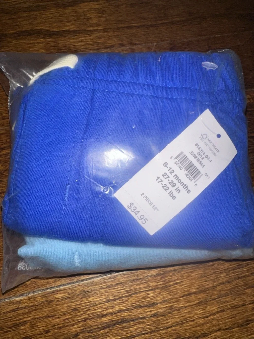 GAP Kids Two-Pack Joggers in Royal Blue & Light Blue - NWT 6-12 Months